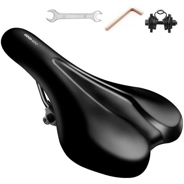 Selle de velo de course etanche en mousse a memoire de forme pour homme et femme noir avec cle de serrage 26 x 15 5 cm Cdiscount Sport