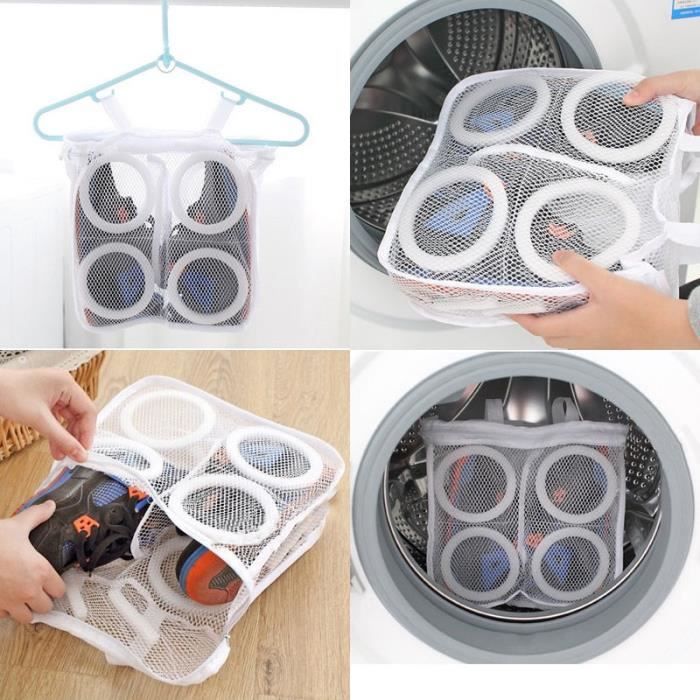 2 Sacs Lavage Machine Pour Chaussures & Linge - Filet Double Couche | 24x24x40cm | Fermeture Éclair | Polyester Résistant