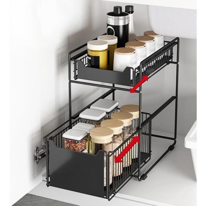 Agileki®Etagère de Rangement pour comptoir de Cuisine Panier Coulissant (37.4x28.2x44cm)