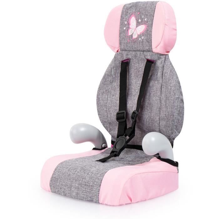 bayer Design Siège auto cosy pour poupée à capote papillon gris/rose