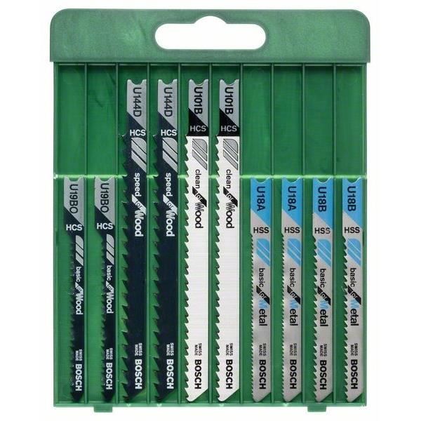 Lames de scie sauteuse - BOSCH - Set de 10 lames - Acier - Pour bois et métal - Emmanchement en U