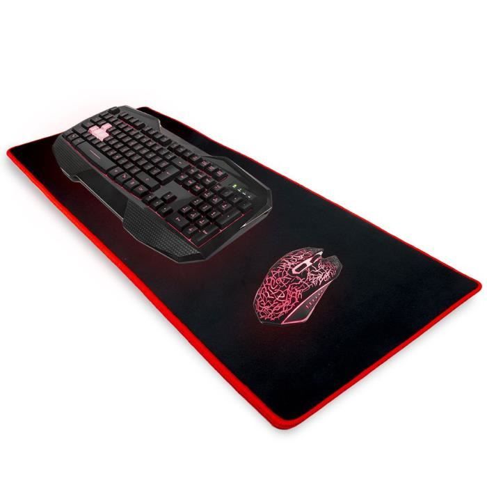 CABLING® Tapis de souris Gaming XXL 580x300x4mm Grand Sous Main Bureau Tapis  souris Gamer (noir contour rouge) - Cdiscount Informatique