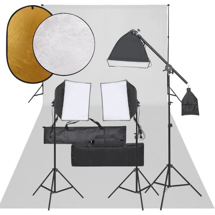 Kit de studio photo avec éclairage toile de fond et réflecteur ...