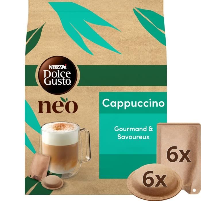 LOT DE 2 - DOLCE GUSTO - NEO Cappuccino Café dosettes Compatibles Dolce Gusto NEO - boîte de 6 dosettes et de 6 sachets