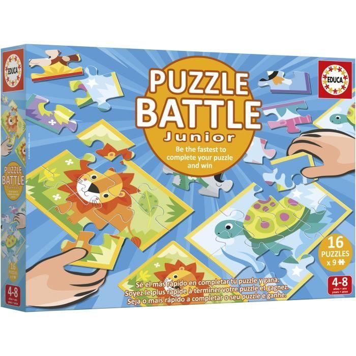 Puzzle EDUCA Battle Jr Animals 16 puzzles 9 pièces par puzzle Pour enfants à partir de - vue 5