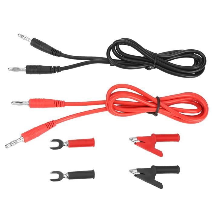Câbles De Test Banane Vers Minigrabber - 4mm, 0.9m, Rouge Et Noir, 3A Max