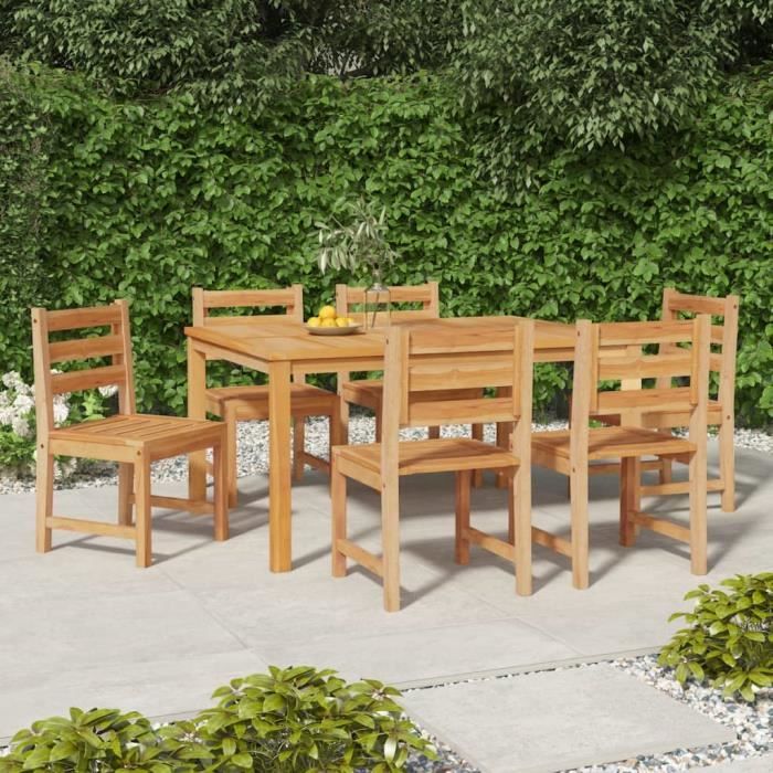 chaises de jardin - famirosa - bois de teck solide - lot de 6 - marron - extérieur