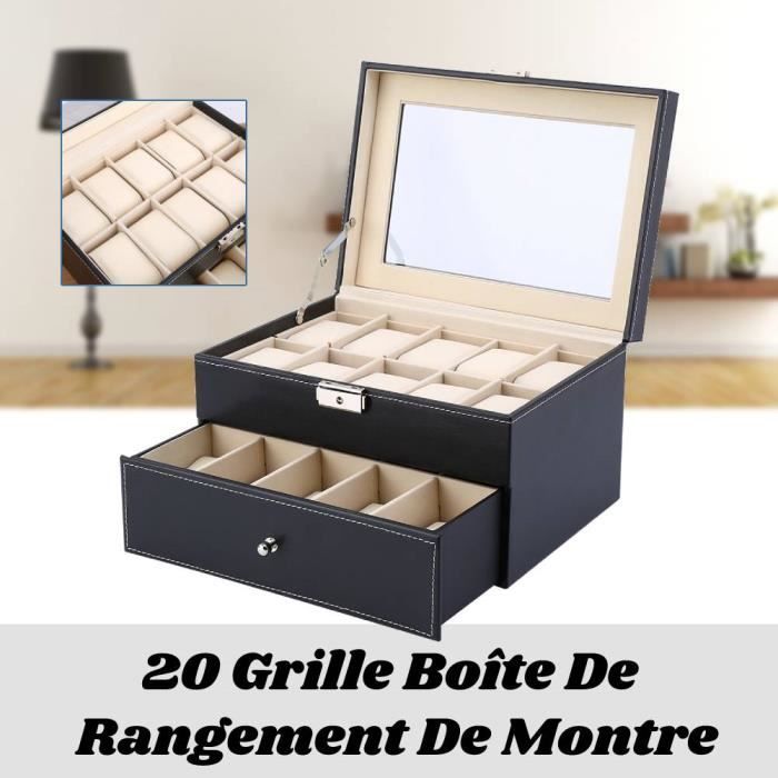 Coffret De Rangement Pour 6 Montres - Boîte à Montre Simili Cuir Beige - Présentoir