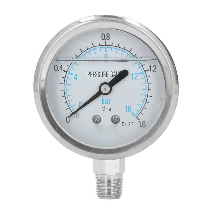 Manomètre Filtre à Eau 0-60 PSI Acier Inoxydable 1/4 NPT - Indicateur Pression Pompe Piscine, Spa, Aquarium Avec Ruban D'Étanchéité