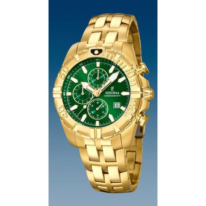 Chrono Festina F20356/6 Plaqué or cadran vert , - Achat/vente montre Vert -  Cdiscount