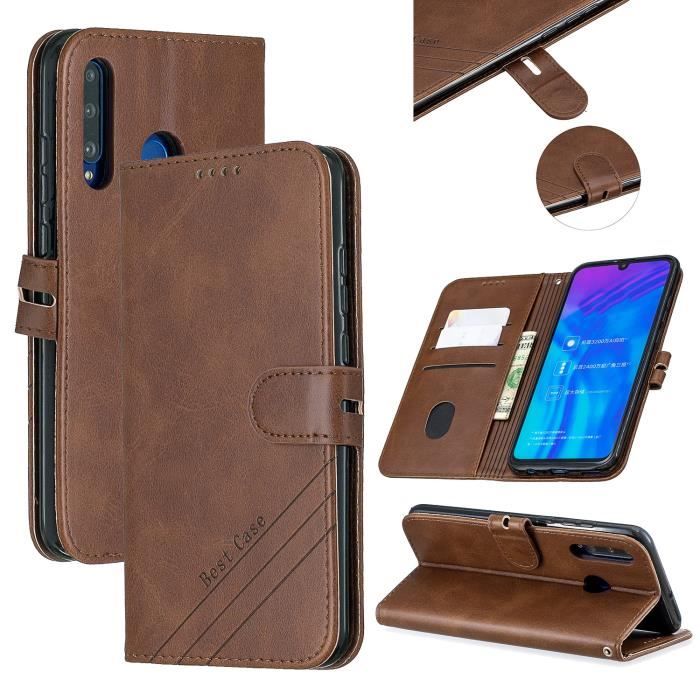 Housse de t?�l?�phone - FRANCIS-R - Huawei Y6p - PU Cuir - Antichoc - Marron - Cdiscount T?�l?�phonie