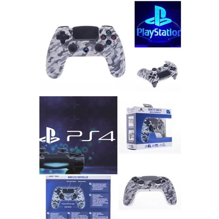 Manette Sans Fil Bluetooth PS4 Contrôleur de jeu PLAYSTATION Prise Jack casque et boutons lumineux