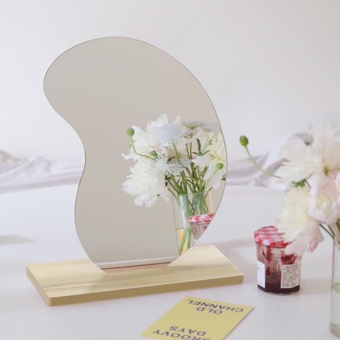 Lot De 2 Miroirs Déco En Acrylique Forme Nuage - Support Bois Inclus - Pour Salle De Bain, Salon, Maquillage