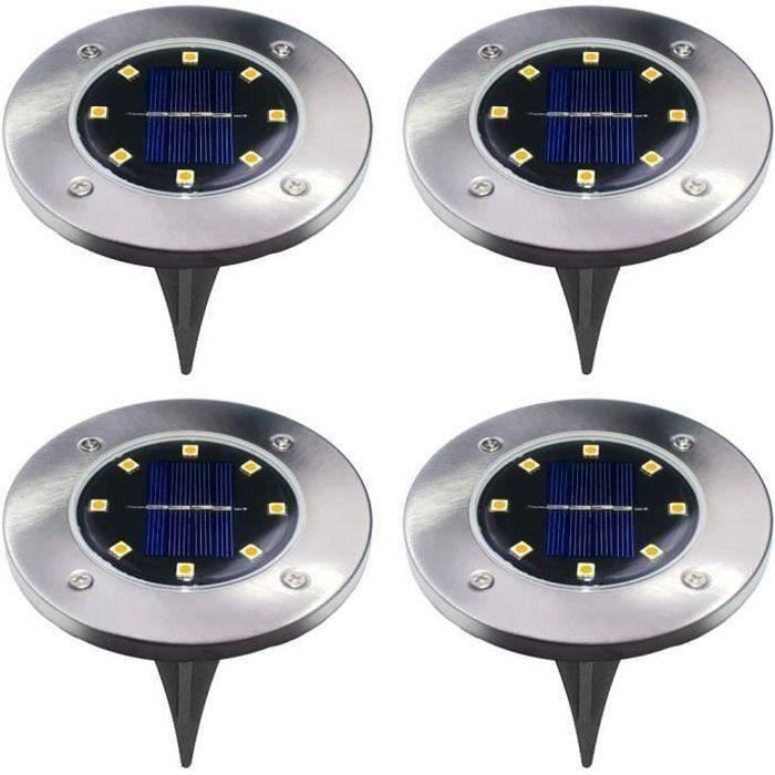 8 Spots Solaires Jardin 16 LED BrizLabs - Éclairage Extérieur Encastrable étanche IP44, Blanc Froid