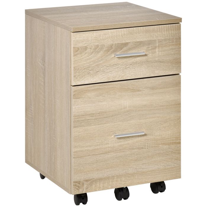 HOMCOM - caisson de bureau - Panneau de particules - 39.5x39x58.5cm - Chêne