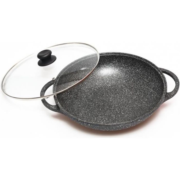 wok 32 cm fonte d'alu effet pierre kaiser