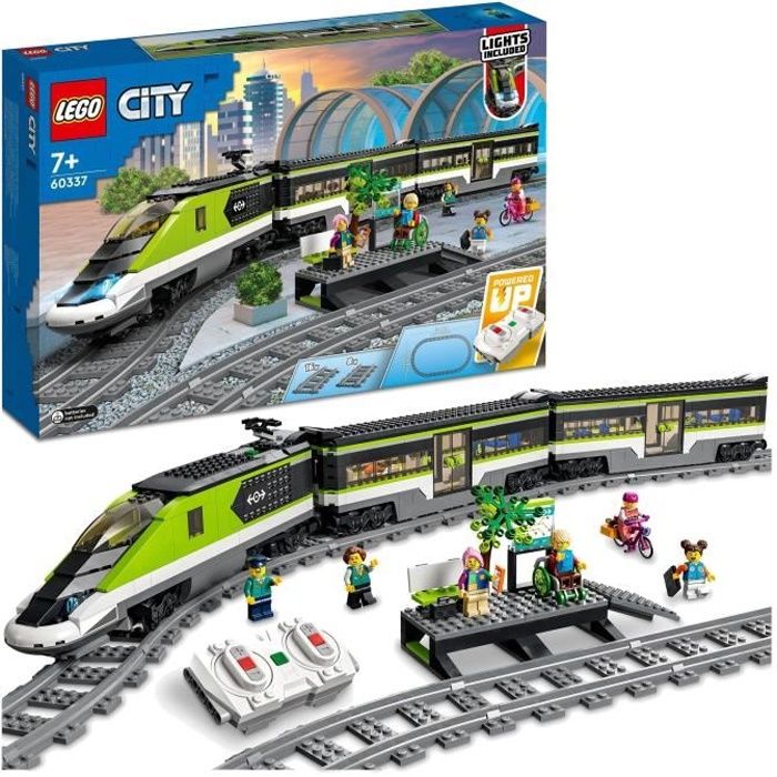 LEGO City Le Train de Voyageurs Express - Jouet de Train Télécommandé - Phares Fonctionnels - Enfant