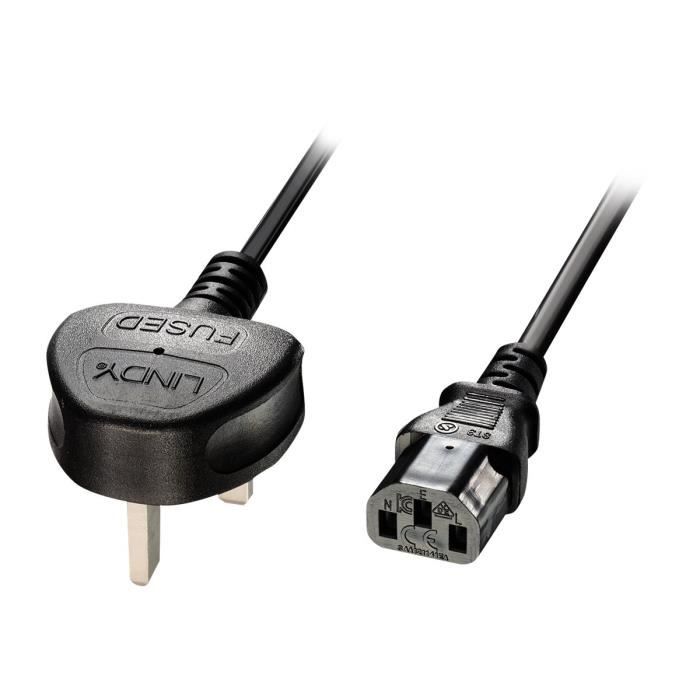 Lindy Câble d'alimentation BS 1363 (P) pour IEC 60320 C13 5 A 2 m