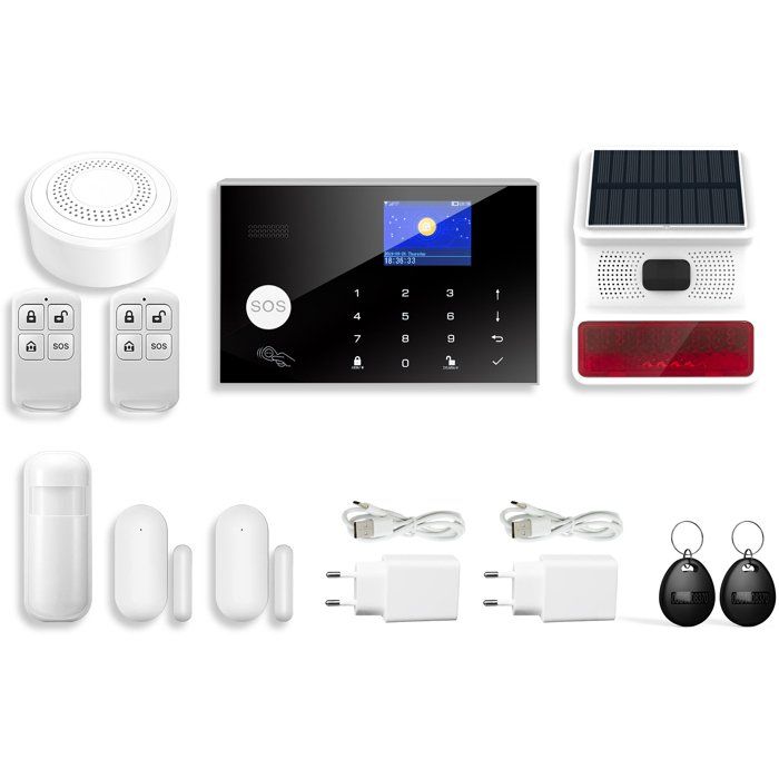 Link2home Kit alarme sans fil - Contrôle smartphone - Sirènes 90/100 dB - Accessoires complets + badges RFID - vue 1