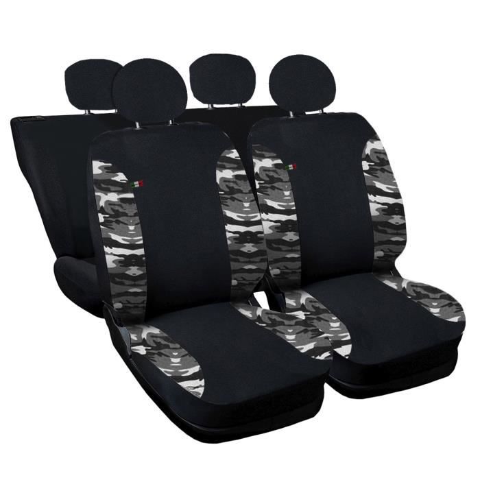 Susy Shop – Housses De Siège Auto Pour Smart Fortwo (450/451/453), Lot De 2 Avant, Tissu Polycoton Noir/Gris Foncé
