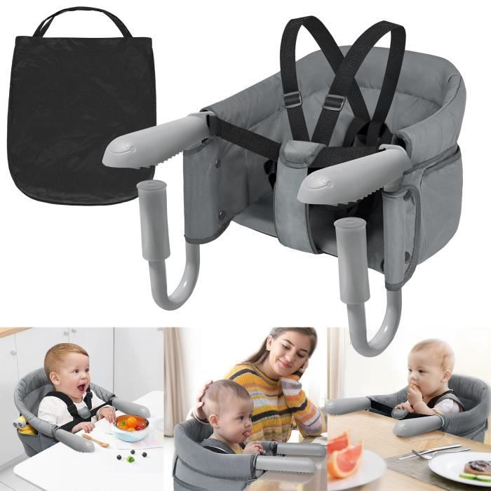 Réhausseur de siège bébé pliable - LZQ - Siège de table 6-36 mois - Gris - Tissu Oxford - Acier inoxydable - ABS