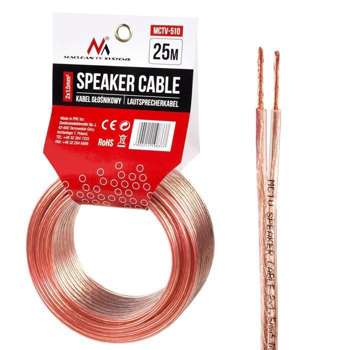 Lot De 2 Câbles Haut-Parleurs CCA 6 Mm² 25m - PVC Transparent Nedis Pour Connexions Audio