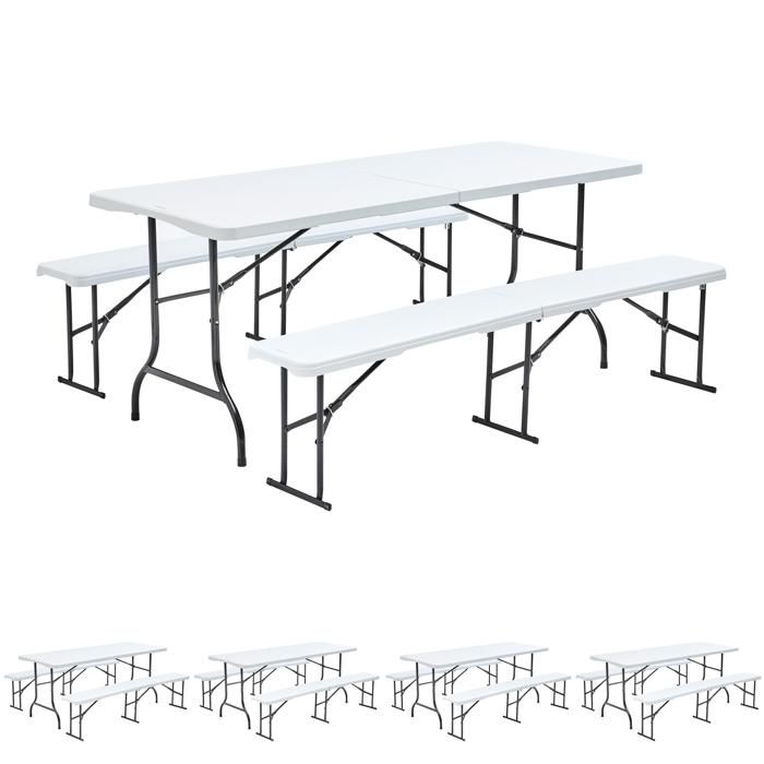 Table Et Bancs Pliables 8 Places 180 Cm Lot De 5 Achat Vente
