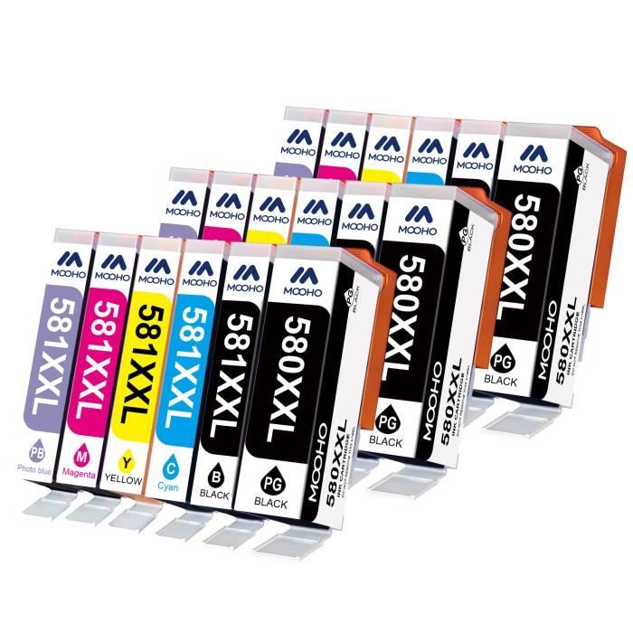 Confezione Di 5 Cartucce D'inchiostro Compatibili PGI-580/CLI-581 XXL Per Canon Pixma TR7550, TR8550, TS6150, TS6151, TS8150, TS8151, TS8152, TS9150, TS9155 PGI-580PGBK CLI-581BK CLI-581C CLI-581M