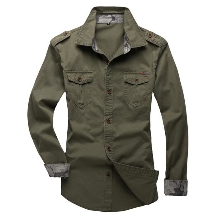 Chemise vert hotsell militaire homme