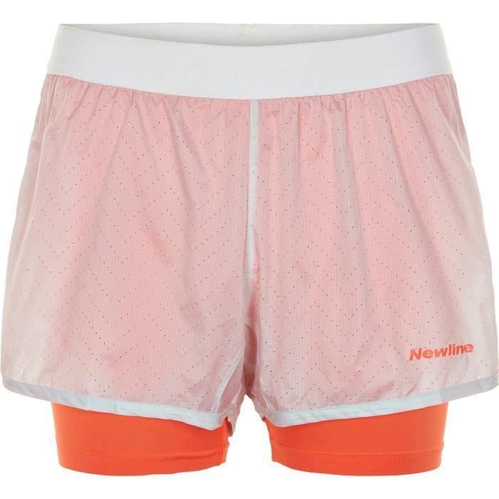 Short de Running Femme - Newline - Black 2-lay - Rose/Blanc/Orange Short de Running Femme - Newline - Black 2-lay - Rose/Blanc/Orange