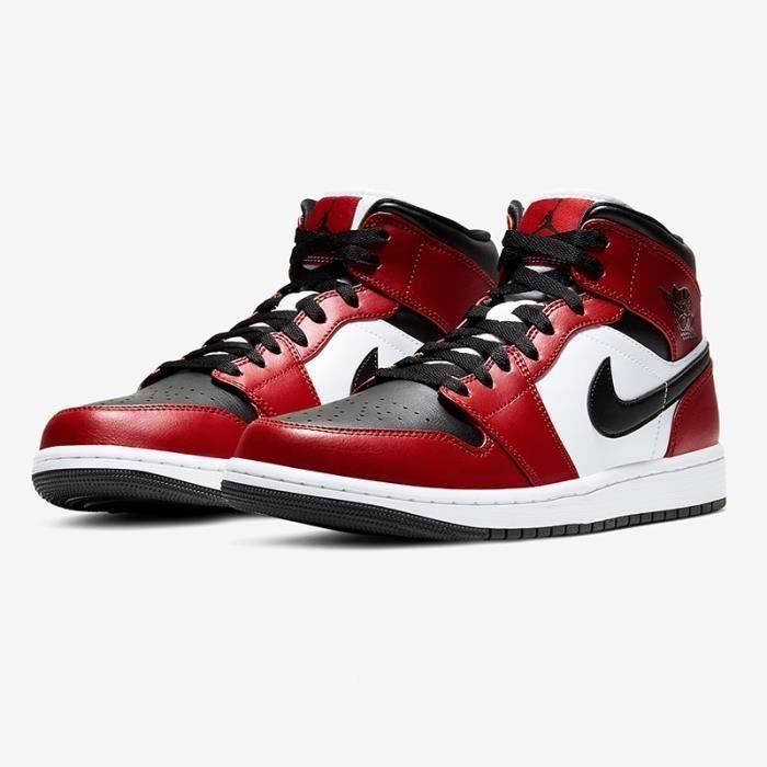 Jordan 1 mid rouge hot sale et noir