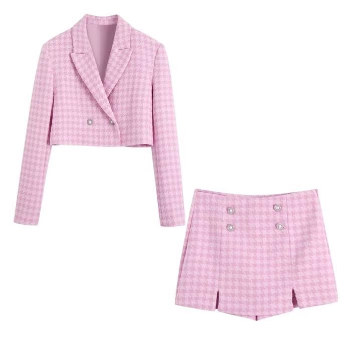 Ensemble jupe et deals veste a carreaux
