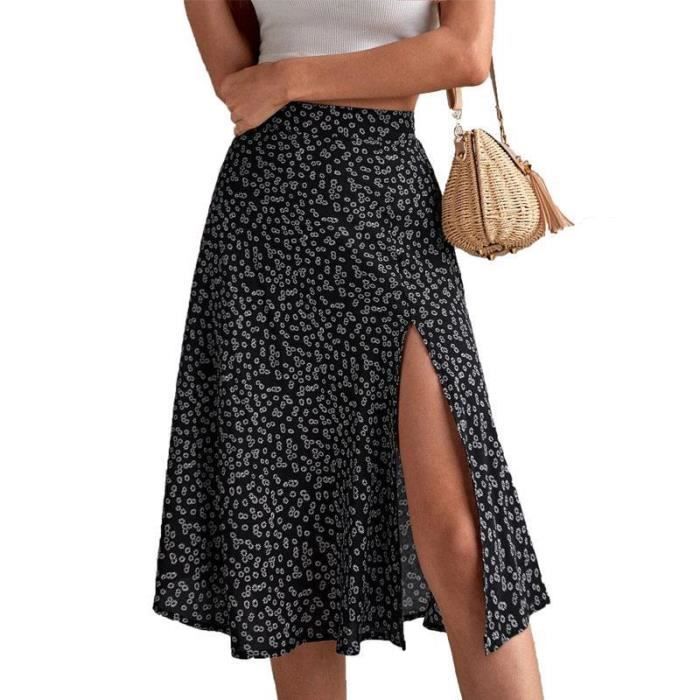 Jupe Fendue Fleurie A Imprime Floral Femme Noir Taille Moyenne Noir Cdiscount Pret a Porter