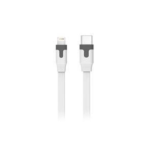 MUVIT Cable plat type C/lightning MFI - 2m - 3A - Blanc