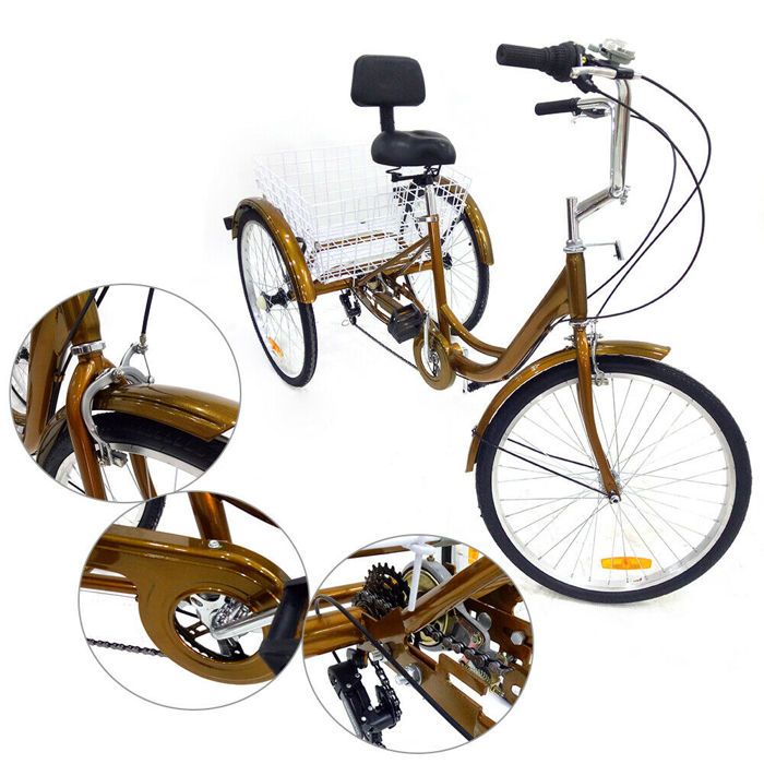 Tricycle adulte de vélo à 3 vitesses de 24 \