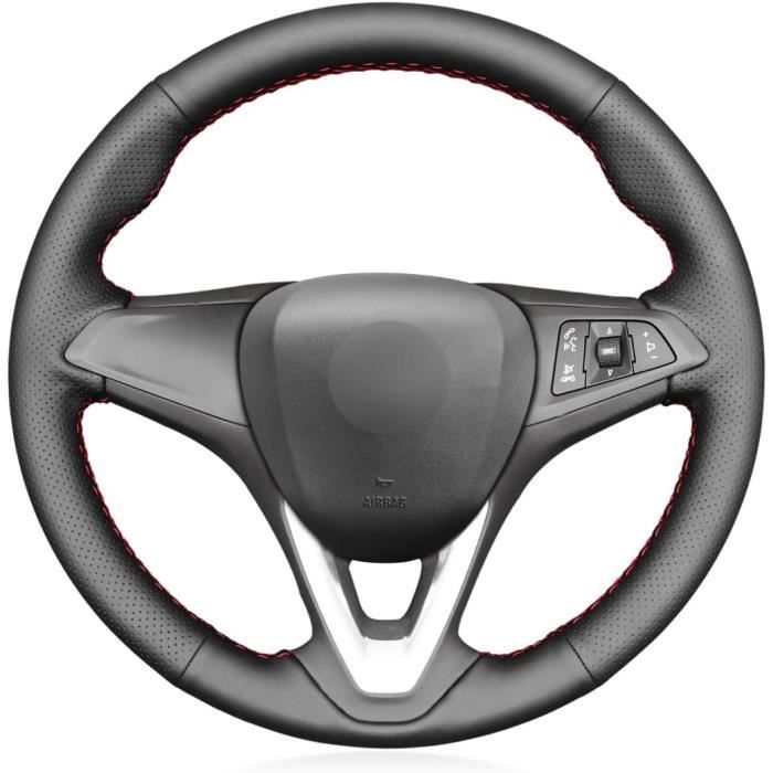 Housse Volant Cuir Synthétique Noir Fil Rouge Pour Peugeot 307 (2001-2008) - Cousue Main - 1