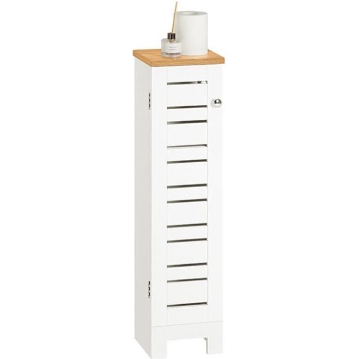Meuble Bas De Salle De Bain SoBuy - Commode Avec Tiroir, 2 Portes Et Étagère Réglable, Blanc 60x35x87 Cm