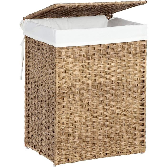 SONGMICS Panier de Rangement Corbeille Linge Sale 90L avec Couvercle