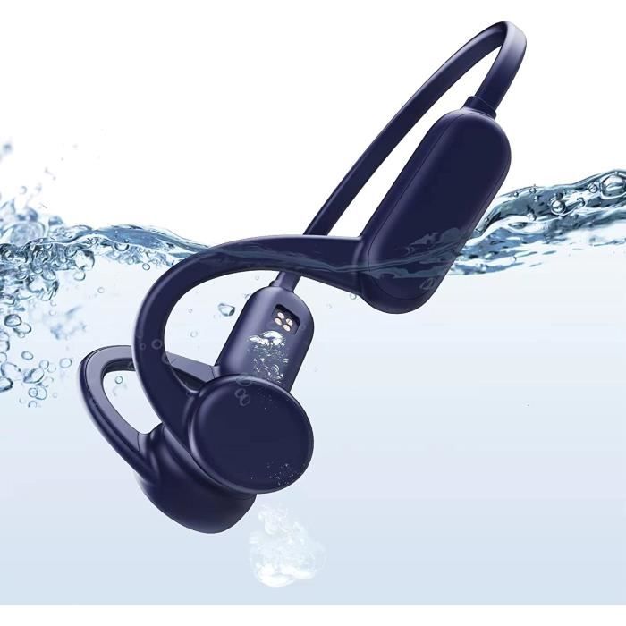 Casque à Conduction Osseuse Écouteurs de Natation étanches IPX8 Oreillette  Sans Fil Bluetooth 5.0, Lecteur MP3 32G Intégré, Écouteurs de Sport à