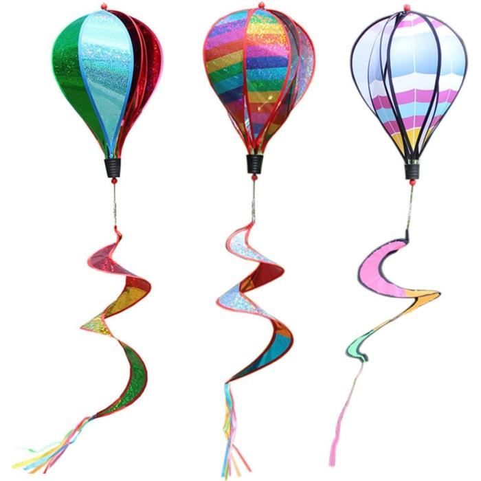 Pendentif Moulin à Vent Arc-en-ciel à Paillettes Rotatives Colorées, Ballon à Air Chaud, Ornement De Jardin