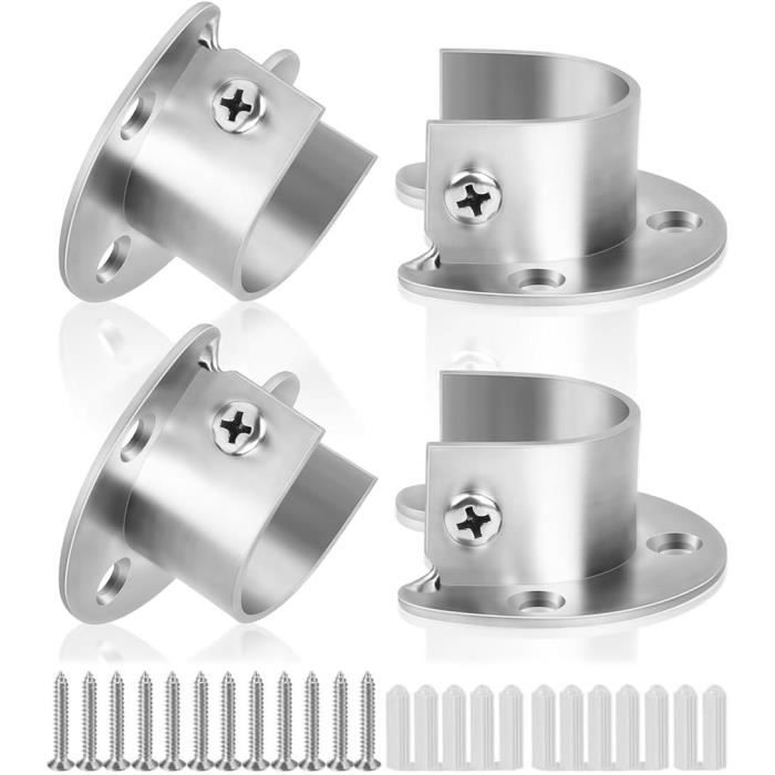 2 Douilles De Poteau En Acier Inox - Support Pour Tringle De Penderie