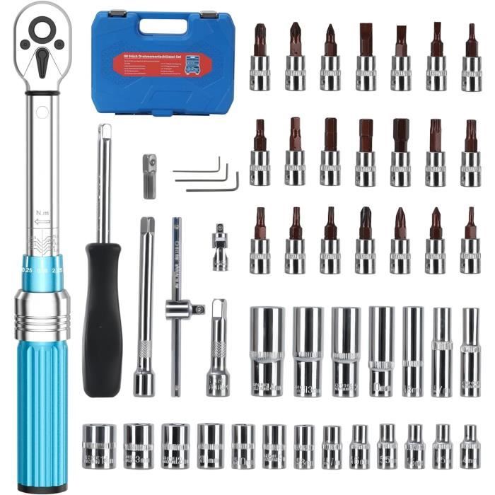In Drive 20 To 200 In Lb Click Warmfay Clé Dynamométrique 1/4, 1-25 NM Torque Wrench Set ± 3 % De Précision D'erreur Avec Cliquet Réversible à 72 Dents, Boîte à Cliquet
