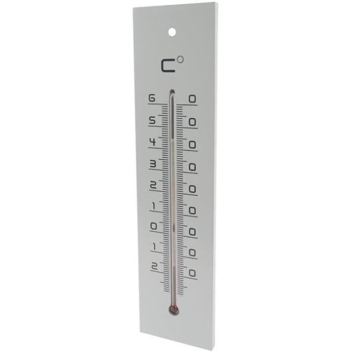 thermomètre medium en bois l: 30cm - gris