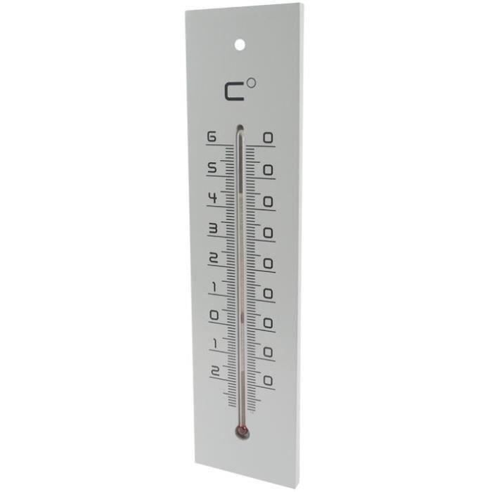 Thermomètre medium en bois L: 30cm - gris