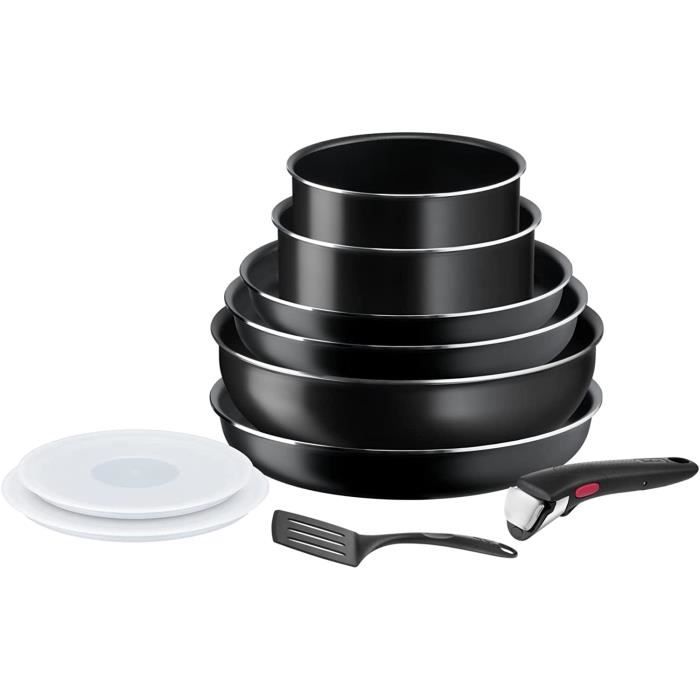 Tefal Ingenio Easy On Batterie de cuisine 10 pieces, Revetement antiadhesif, Indicateur de demarrage de cuisson, Base de diff