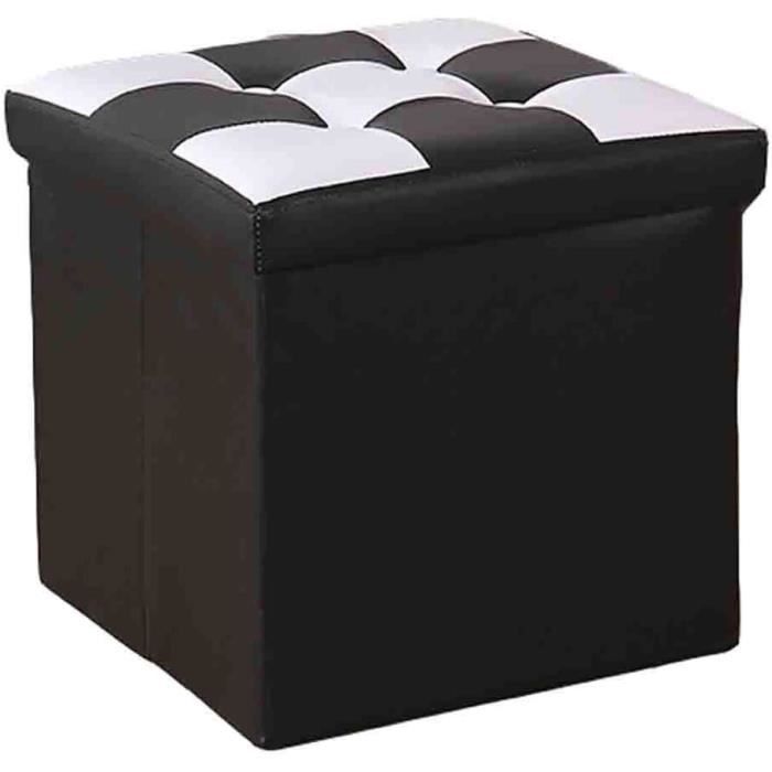 Home Tabouret de rangement en lin capitonné et pliable avec repose-pied carré Noir 38,1 x 38,1 x Home Tabouret de rangement en lin capitonné et pliable avec repose-pied carré Noir 38,1 x 38,1 x