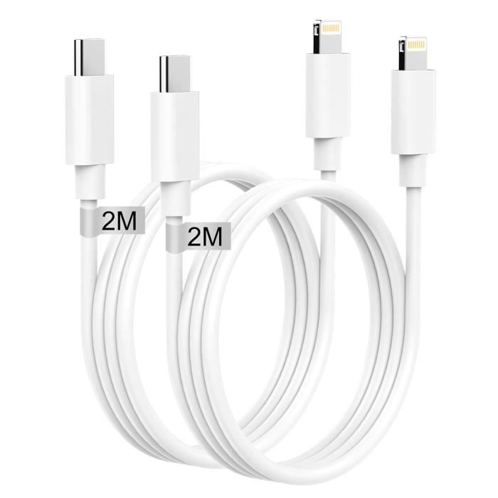 Câble Iphone Usb C 2M Lot De 2[Certifié Apple Mfi],Câble Usb C Vers  Lightning Cable Chargeur Iphone Charge Rapide Cable Light[J66] - Cdiscount  Téléphonie