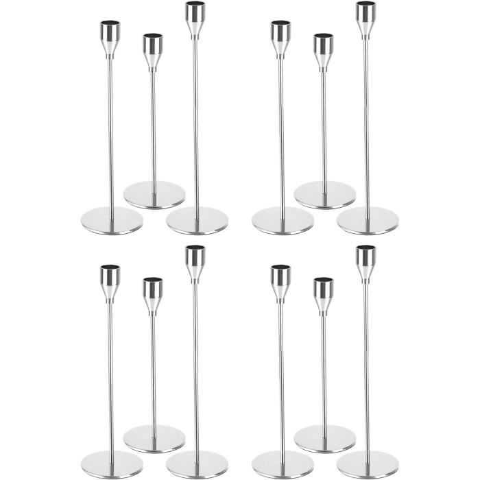 Lot De 2 Bougeoirs En Laiton Doré + 20 Bougies Coniques Fines – Fait Main, Neuf