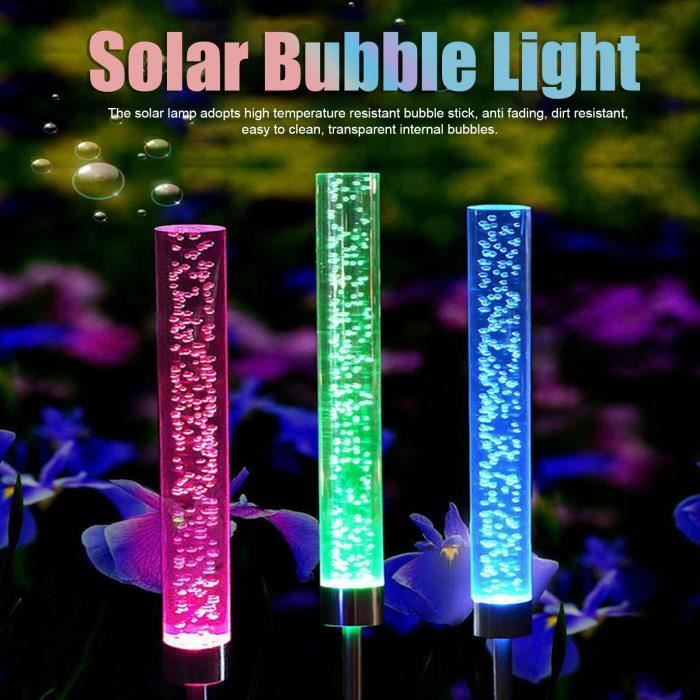 FRA - Lumière à bulles solaire multicolore 2 pcs lumière à bulles solaire multi couleur antirouille transparente LED pelouse extérie