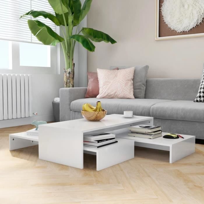 Ensemble tables basses gigognes - VGEBY - Blanc brillant ...